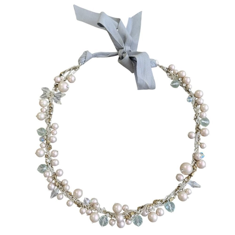 Carolee Beaded Necklace with Irridescent, Pearl and Rhinestone Beads - Picture 2 of 6